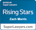 Rising Stars Zach Morris super lawyers badge, Rated by SuperLawyers.com